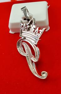 Pendentif initial P en forme de couronne en argent sterling 925 avec diamant Moissanite, style Hip Hop Iced Out, bijoux unisexe, pendentif personnalisé - Product Image 2