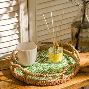 Natural mother of pearl & water hyacinth <b>tray</b> decorative <b>trays</b> for storage & jewelry organizer - Product Image 4