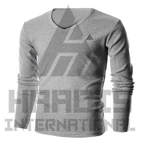 T-shirt de travail personnalisé 2026 en coton 100% à col en V, tricoté à manches longues, haute qualité, ignifuge, respirant, séchage rapide, toucher frais - Product Image 1
