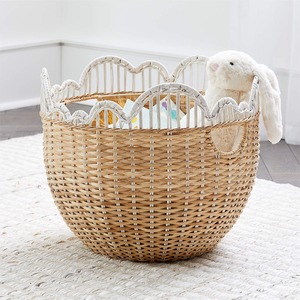 Panier en rotin mignon pour la chambre des enfants et les crèches, accessoire d'organisation, panier à linge tissé à la main pour jouets - Product Image 1