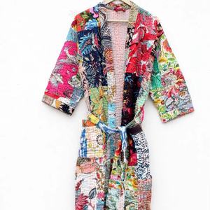 Chaqueta de Kimono folclórica Bohemia hecha a mano, chaqueta de retazos coloridos, abrigo de ropa de dormir para mujer - Product Image 1
