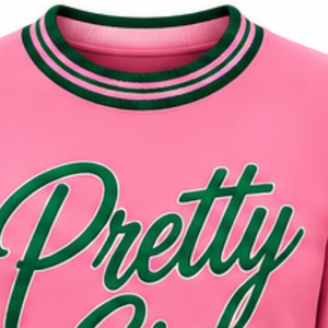 Sudadera Rosa de Punto Acanalado para Mujer, Diseño de Letras Bordadas Personalizadas, Cuello Redondo, Manga Larga, Estilo Casual Universitario - Product Image 5