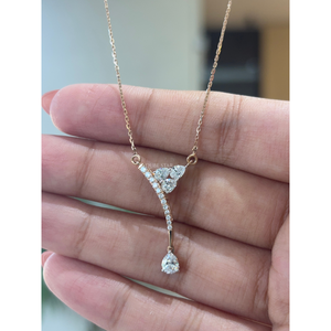 Collar con colgante de diamante talla pera curvado de 0.80 CT, oro macizo auténtico, elegante cadena con dije de lágrima, joyería para mujer, regalo - Product Image 3