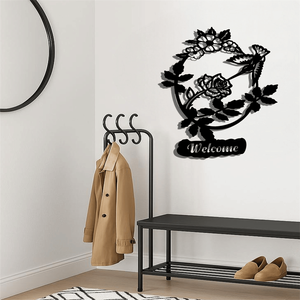 CIFbuy Targa di Benvenuto Moderna con Uccelli in Fiore per Soggiorno, Camera da Letto, Ingresso - Decorazione Murale Primaverile in Legno - Product Image 6