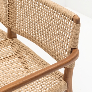Contract Project Furniture Teak Loveseat 2 Seater <b>Bench</b> Woven Backrest Solid Wood Seating for Hotel Resort Villa Restaurant - Product Image 6