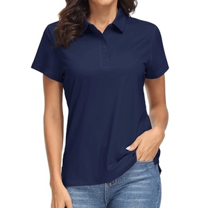 Chemise de golf décontractée en maille bleu marine pour femme avec protection solaire, sur mesure, séchage rapide, idéale pour l'été - Product Image 1