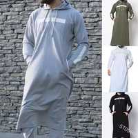 Abaya Jellaba para Hombre, Kameez Thobe Islámico Árabe, con Cuentas, Casual, Elástico en Cuatro Direcciones, Transpirable, con Capucha, Manga Larga, Túnica Musulmana