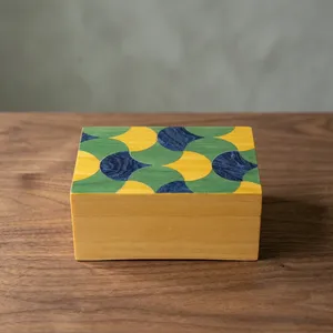 Handmade Wooden Jewelry <b>Box</b> with Colorful Geometric Inlay Design Elegant <b>Trinket</b> Organizer Decorative Storage Case for Bedroom - Product Image 3