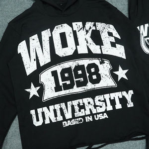 Ensemble de sweat-shirts à capuche Y2K 2 pièces en coton 100% avec imprimé encre blanche, poche et manches raglan, style streetwear décontracté et oversize - Product Image 5