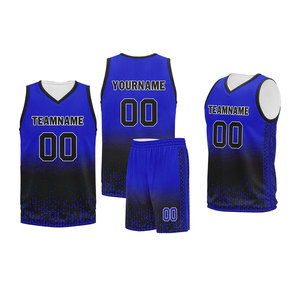 High Quality Basketball Jersey Blue Black Fade Design Quick Dry <b>Athletic</b> Team Uniform - Product Image 6