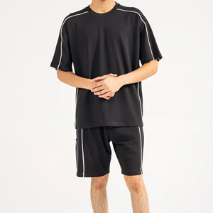 Men's Piping Detail Leisure Co-ord <b>Set</b> | Summer Casual 2-Piece Matching Outfit | Custom Lightweight T-shirt & Shorts <b>Twin</b> <b>Set</b> - Product Image 6