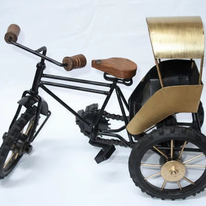 Modèle miniature de rickshaw moto vintage en métal artisanal, art en fer antique, décoration d'intérieur, ornement de bureau, cadeau de collection - Product Image 2