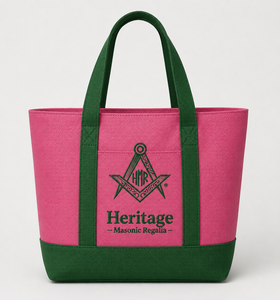 Sac à dos réversible en polyester Cordura imperméable, élégant, bicolore, avec logo brodé rose et vert, pour la franc-maçonnerie et les confréries. - Product Image 3
