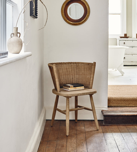 Silla de Comedor Nórdica Minimalista de Madera Maciza de Fresno con Respaldo Curvo de Ratán Tejido - Product Image 4