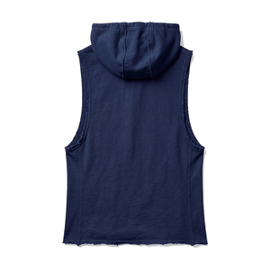 Camiseta sin mangas con capucha de mezcla de algodón con LOGO personalizado, estampada, talla grande, lisa, para hombre, para entrenamiento deportivo, ropa deportiva informal. - Product Image 4