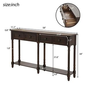Tavolo consolle Espresso con due cassetti portaoggetti e ripiano inferiore per soggiorno o ingresso Console di facile assemblaggio divano tavolo - Product Image 2