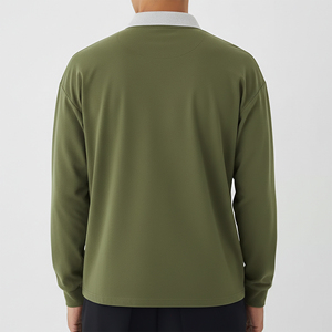 Camiseta Polo Oversize de Manga Larga, Color Sólido, Personalizada, 100% Algodón, Transpirable, con Diseño de Bordado Personalizado, para Golf - Product Image 6