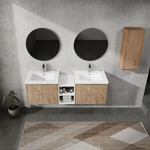 Mobile bagno sospeso da 60 pollici con lavabo e ante a chiusura ammortizzata 00112IMOx1 0624IMOx2 0612GWH - Combinazione di mobili - Product Image 6
