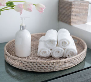 Plateaux de service en rotin, noir et blanc, pour hôtel, nouveaux articles pour accessoires de salle de bains, prix pas cher, vente en gros - Product Image 2
