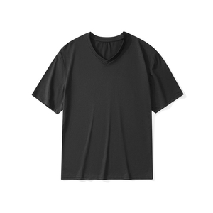 Camiseta de Alta Calidad para Hombre, 180GSM, Transpirable y Refrescante, Cuello en V, Manga Corta, Tallas Grandes, Color Sólido, Corte Holgado, Informal 2025 - Product Image 1