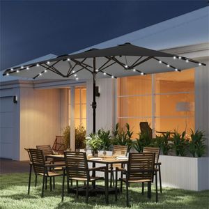 Ombrellone da Giardino Solare con Base Grigia per Esterni - Product Image 6