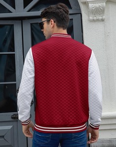 <b>Men's</b> Royal Blue Varsity <b>Jacket</b> Color Blocking Button Closure Turn-down Collar Casual Style Autumn Wear Regular Fit - Product Image 6