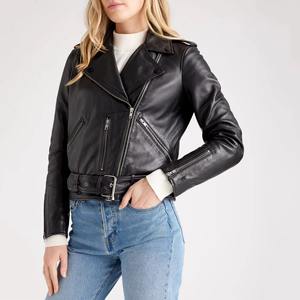 Veste en cuir Nappa véritable pour femme, luxe, cuir véritable lisse, manteau de motard d'hiver, fournisseur en gros OEM - Product Image 1