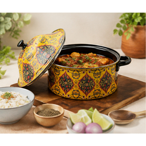Hot Pot Casserole Stainless Steel Food <b>Warmer</b> Traditional Decorative Pattern Enamel Coated <b>Buffet</b> Serving Dish for Middle East - Product Image 2