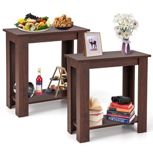 2-Tier Modern Compact Console <b>Table</b> with Storage Shelf End <b>Table</b> - Product Image 4
