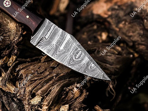 มีดแค้มปิ้งกลางแจ้งใบตายเหล็กดามัสกัสสุดหรู ขนาด 8 นิ้ว - ด้ามไม้พะยูงตามหลักสรีรศาสตร์ คมกริบ พร้อมปลอกหนังอเนกประสงค์ - Product Image 5