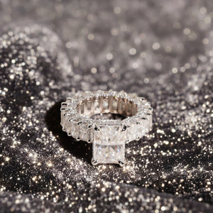 แหวนแต่งงานครบรอบแต่งงานเพชรโมอิสซาไนต์ทรงเรเดียนท์คัทแบบสั่งทำพิเศษ เงินแท้ 925 สำหรับผู้ชายและผู้หญิง แหวนแบบเต็มวง ดีไซน์หรูหรา ของขวัญเครื่องประดับชั้นดี - Product Image 5