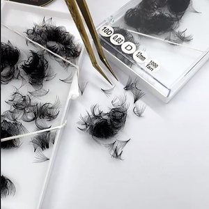 Extensiones de Pestañas de Alta Calidad, Hechas a Mano en Fábrica Profesional, Pelo Sintético, Volumen Mega CC/DD/M/L, Curvatura Natural, Largas, Color Negro Mate - Product Image 1