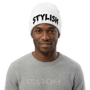 Bonnet blanc élégant Cosh International, unisexe, style streetwear, bonnet d'hiver tricoté avec broderie de logo personnalisé, motif lettres - Product Image 3