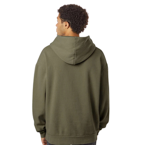 Sweat-shirt à capuche mi-lourd pour homme 280 g/m² en molleton de coton premium couleur olive, style streetwear décontracté, logo personnalisé OEM ODM - Product Image 2