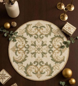 Elegant Handmade <b>Beaded</b> <b>Placemats</b> Intricate Embroidery Dining Table Mats for Wedding Party Restaurant Hotel and Home Decor - Product Image 3