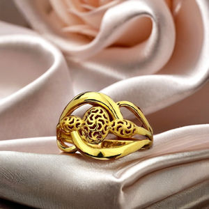 Bague en or artistique avec motif de boule en treillis, bijoux en or légers et élégants pour femmes, bague en or de créateur unique pour un usage quotidien - Product Image 4