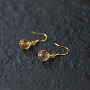 ต่างหูห้อยประดับพลอยซิทริน เงินแท้ 925 ชุบทอง 14k ของขวัญประจำเดือนพฤศจิกายนสำหรับเธอ - Product Image 4