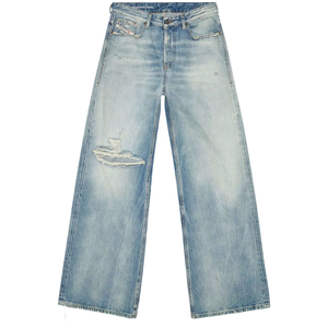 Pantalones vaqueros para hombre con logotipo personalizado, ropa vaquera desgastada rasgada azul lavado, OEM de alta calidad, MOQ bajo directo de fábrica al por mayor - Product Image 5