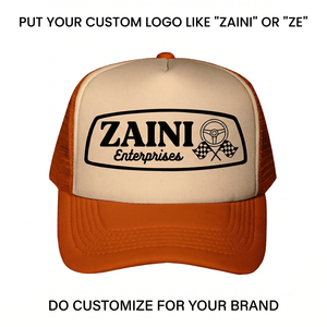 Gorra Trucker Ajustable de 5 Paneles, Lona de Algodón Impermeable de 280 GSM, Color Naranja Beige, Malla, Logotipo Personalizado Impreso y Bordado - Product Image 1