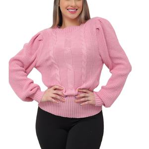 ผู้ผลิตเสื้อถักแบบกำหนดเอง เสื้อไหมพรมคอเต่าลำลองสำหรับผู้หญิงฤดูหนาว ทำจากอะคริลิก 100% ระบายอากาศได้ดีด้วยผ้าฝ้ายด้านหน้า - Product Image 1