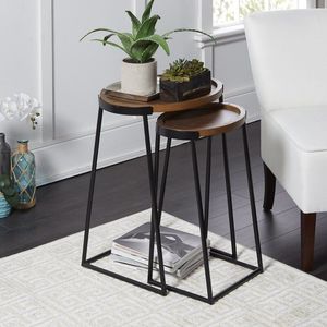 Juego de mesas nido de hierro hechas a mano, muebles decorativos de metal para sala de estar moderna e interiores de hotel - Product Image 1