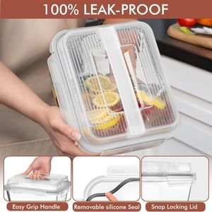 Conteneur de stockage alimentaire en verre sans BPA de grande taille (17 tasses/132 oz/3900 ml) avec couvercles étanches pour la préparation des repas - Product Image 3