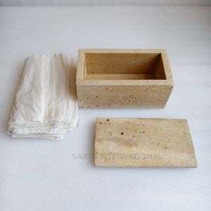 Moderno Dispensador de Papel Higiénico de Piedra Travertino, Rectangular, Acabado Natural, Organizador Decorativo para Baño - Product Image 4