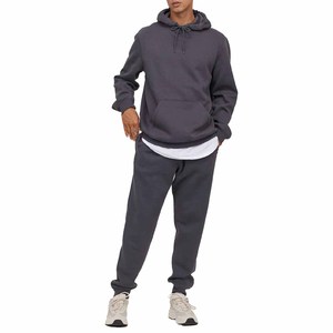 Sudadera con Capucha de Algodón Gris Oscuro para Hombre, Manga Larga, Color Sólido, Corte Regular Informal, con Bolsillos Laterales, Ropa de Otoño - Product Image 3