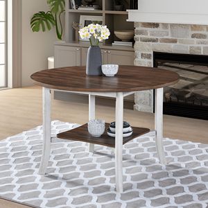 Modern <b>Farmhouse</b> Retro Design 45.7-inch <b>Round</b> <b>Dining</b> <b>Table</b> with 30-inch Shelf Height - Product Image 1