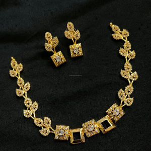 Ensemble de bijoux de mariée en diamant américain classique Collier et boucles d'oreilles en deux pièces pour mariage Style classique à la mode - Product Image 1