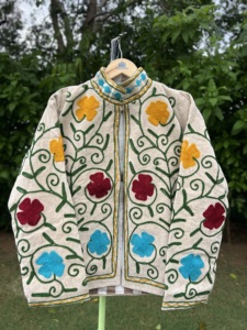Premium Handmade Knitted Floral <b>Velvet</b> Embroidered Cotton <b>Jacket</b> <b>for</b> <b>Women</b> | Artisan Designer Boutique Autumn/Winter - Product Image 2