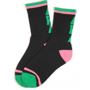 1908 <b>Black</b> Pink Green Crew <b>Socks</b> <b>Women</b> Striped Athletic Fashion <b>Socks</b> Soft Comfortable Casual Sports Hosiery Collegiate - Product Image 4