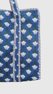 Bolso de lona con estampado de conchas, asas a rayas azules y blancas, parte superior abierta para ir de compras en todas las estaciones - Product Image 4