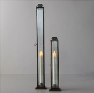 Lanterne à bougie en métal noir classique, décorative, à suspendre, en verre, pour les centres de table de mariage, la décoration de la maison et du jardin - Product Image 3